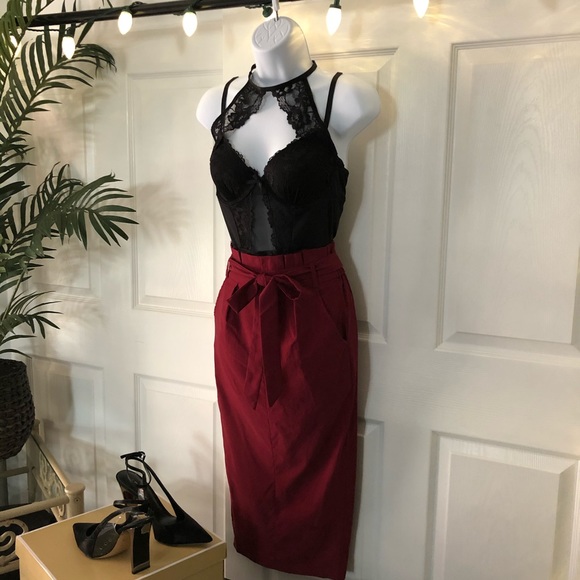 Burgundy Pencil Skirt - Picture 1 of 5